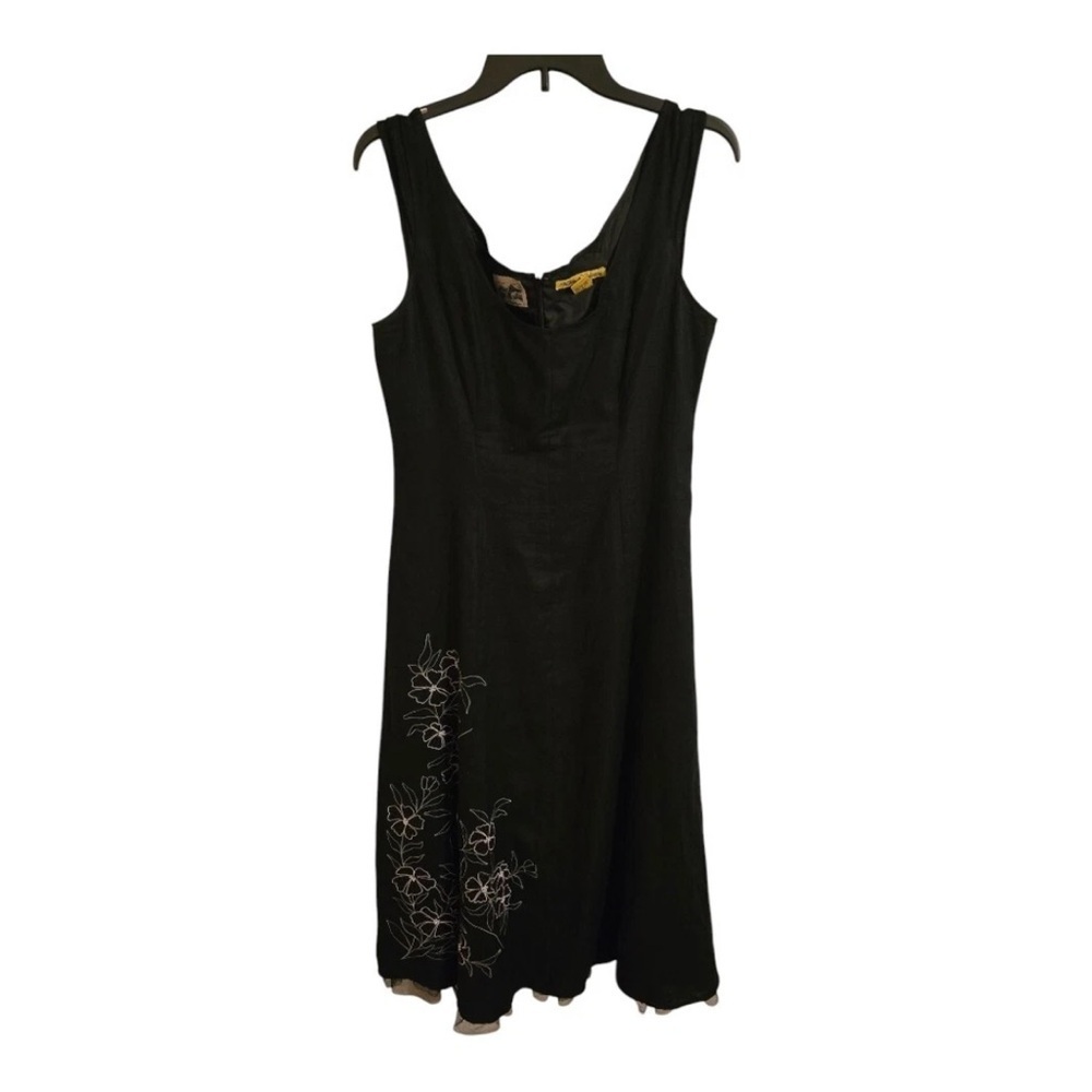 Nikki Valentine Dress Black Sz 8 Irish Linen Embroidery Bead Dark Romantic Goth